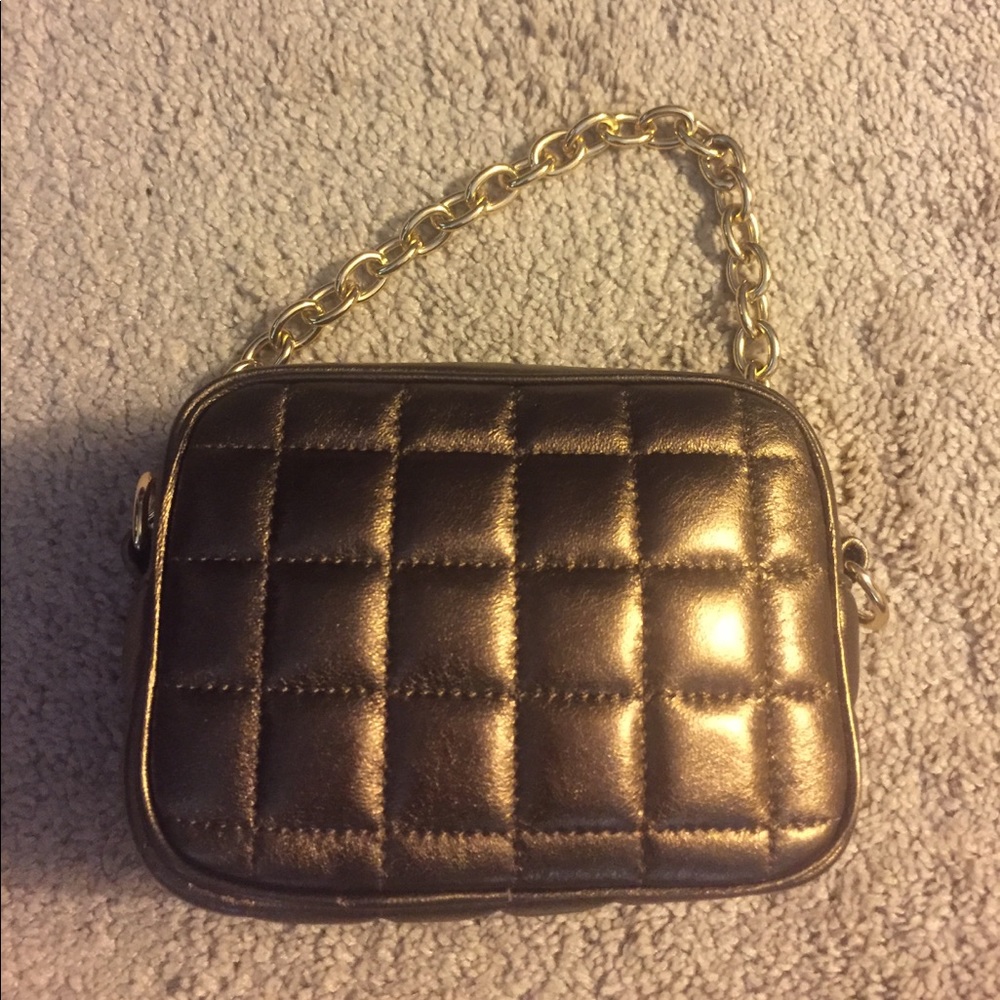 BCBG quilted bronze clutch NWOT